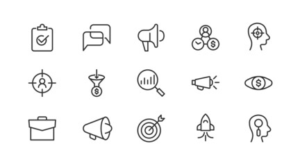 Poster - Stroke vector marketing  line icons.