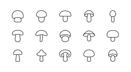 Poster - Set of mushroom  line icons.