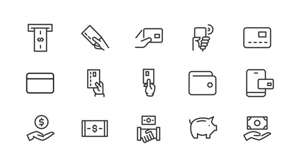 Poster - Premium pack of payment  line icons.
