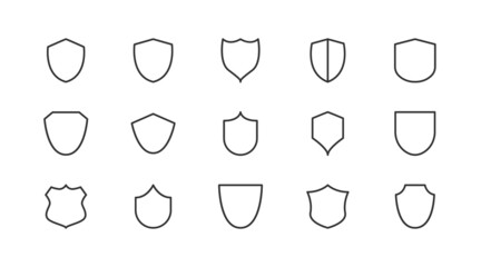 Poster - Vector set of shield thin line icons.