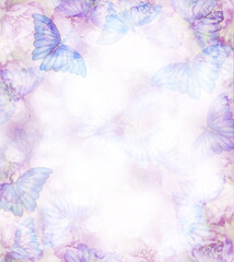Wall Mural - floral, pink, bokeh background. abstract flora and butterflies. illustration.