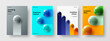 Isolated cover vector design template set. Multicolored realistic balls annual report layout collection.