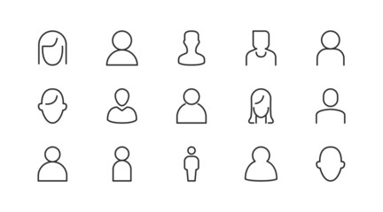 Sticker - Linear icon set of person .