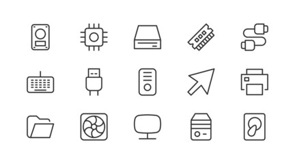 Poster - Pack of line computer icons.