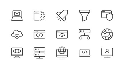 Poster - Set of internet  line icons.