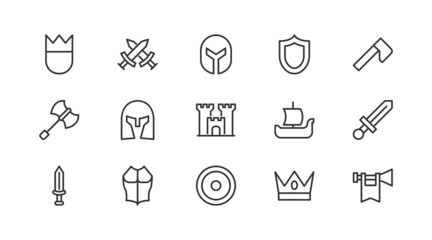 Wall Mural - Vector set of history thin line icons.