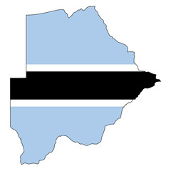 Wall Mural - Botswana map with flag - outline of a state with a national flag