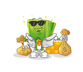 Wall Mural - money rich character. cartoon mascot vector