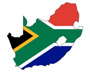 Wall Mural - Republic of South Africa map with flag - outline of a state with a national flag