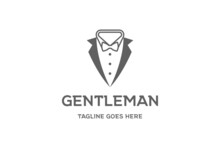 Retro Vintage Bow Tie Tuxedo Suit Gentleman Fashion Tailor Clothes Vintage Classic Logo Design Vector