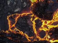 Lava Flow From The Geldingadalsgos Volcano Eruption In Iceland