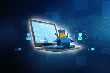 Poster - 3d rendering New project plan