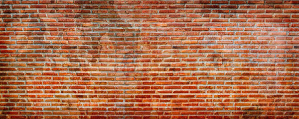 Wall Mural - Old brick texture details background. House, shop, cafe and office design backdrop. Grunge brickwork wall and copy space.