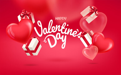Aufkleber - Valentines Day banner with lettering inscription. 3d vector