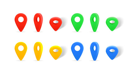 Poster - Map pins clipart. Objects isolated on white background. 3d vector illustration