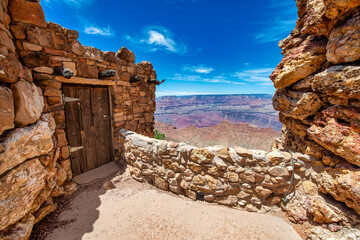 Poster - Panoramic aerial view of Grand Canyon South Rim on a clear sunny day.