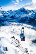Cable Car Gondola At Chamonix Ski Resort In The French Alps