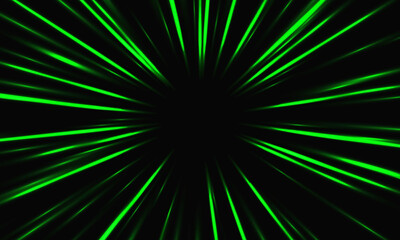 Poster - Abstract green light zoom speed dynamic on black technology futuristic background vector