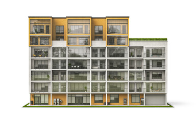 Wall Mural - Modern residential building at the white background. 3d illustration