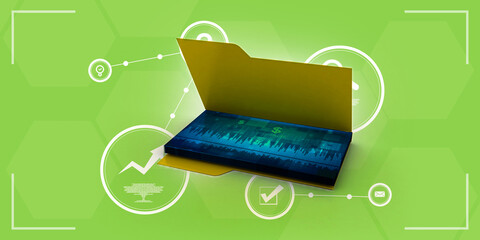 Poster - 3d rendering folder with documents
