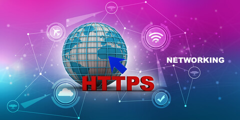 Poster - 3d illustration Network community concept . globe with http sign
