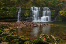 Beautiful Waterfall On The Four Waterfalls Walk In The Brecon Beacons National Park, Wales
