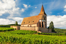 Fortified Church Of Saint Jacques, Hunawihr, Alsace, Alsatian Wine Route, Haut-Rhin, France
