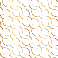 Poster - Diagonal line seamless pattern. Delicate lineal curved. Repeating abstract gold curves. Geometric swirl stripe. Repeated elegant twist. Waves design for prints, gift wrappers. Vector illustration