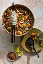 Tofu And Chicken Pho Bowl With Noodles