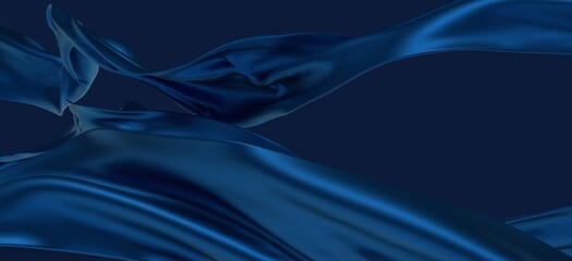 Poster - abstract blue and navy blue wave background, 3d rendering wavy wallpaper
