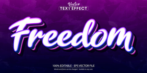Wall Mural - freedom text effect, minimalistic and sport editable text style