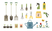 Set Of Gardening Tools Vector Illustration