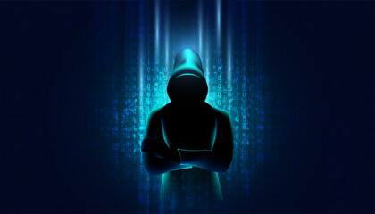 Poster - Abstract hacker concept steals information from computers on the network. in the internet world break through the security system