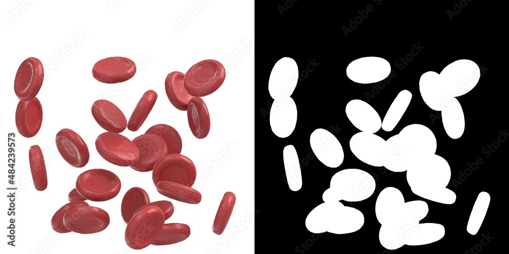 3D rendering illustration of a red blood cells Stock Illustration ...