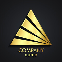 3d gold triangle abstract logo