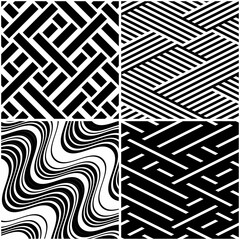 Fototapete - 4 different vector patterns in the same package(eps). One pattern is paid and 3 are free (white dividing lines)