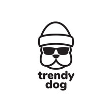 Cool Dog With Beanie Hat And Sunglasses Logo Design, Vector Graphic Symbol Icon Illustration Creative Idea