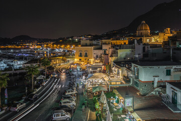 Wall Mural - Night view of Forio marina in Ischia, a pretty fishing village full of bars and restaurants, Italy