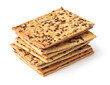 Stack of whole grain crispbread with various seeds