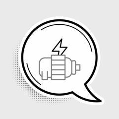 Sticker - Line Electric motor icon isolated on grey background. Colorful outline concept. Vector