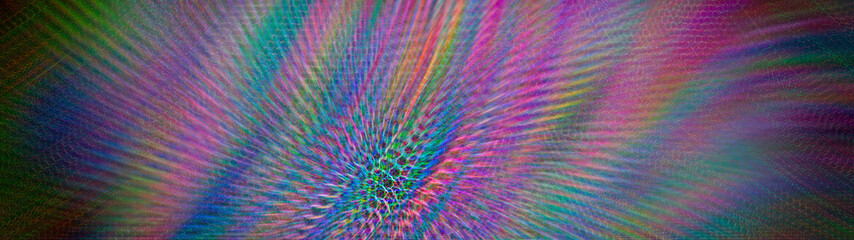 Poster - mesh structure forming bright colored blurry stripes, 3d render, blurred image