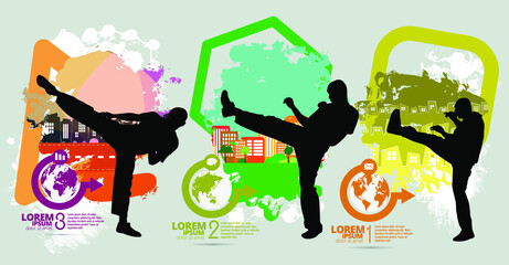 Wall Mural - Vector illustration of fighter. Oriental combat sport