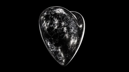 Wall Mural - Realistic seamless looping animation of the spinning black marble or granite stone heart rendered in UHD with alpha matte