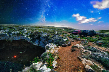 Wall Mural - Camping at Ghajn Tuta Cave in Malta