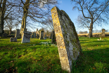 Kincardine Graveyard. St Lolan's Church And Burial Ground. County Stirling. Scotland. U.K. Site of former parish church. Contains two burial enclosures, both with fine armorial panels of 1699. 