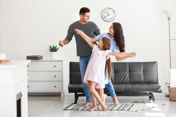 Wall Mural - Happy  family dancing at home