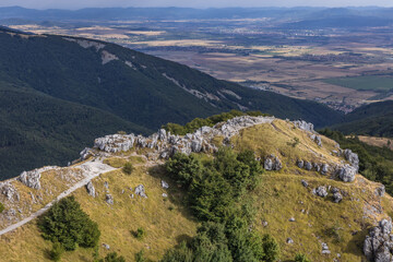 Wall Mural - Aerial view of Rocky peak called Eagles Nest on Shipka Pass, Balkan Mountains in Bulgaria