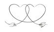 Delicate hands drawing two intertwined hearts - Oneline Art for Valentine's Day, Marriage and Romantic themes