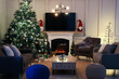© New Africa - Cozy living room interior with beautiful Christmas tree near fireplace