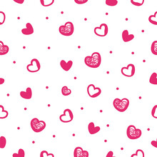 Simple Seamless Vector Hand Drawing Sketch Background, Pink Love
